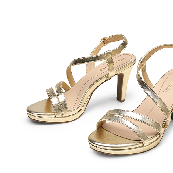 Platform Strappy High Heeled Sandals - LIGHT GOLD - 2