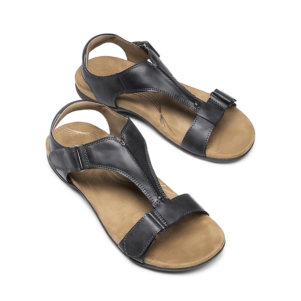 Adjustable Strap Arch Support Flat Sandals - GREY - 3