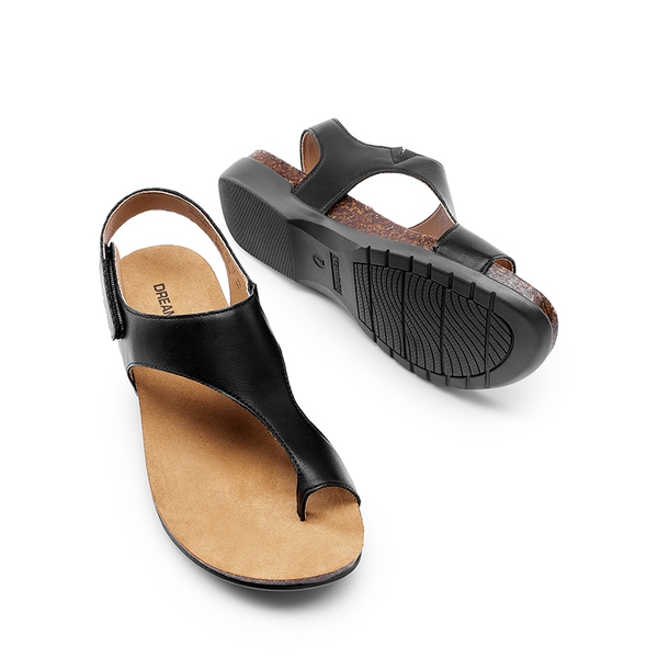 Dressy Thong Walking Flat Sandals - BLACK - 4