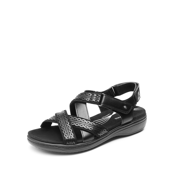 Comfortable Adjustable Strap Vegan Sandals - ALL BLACK -  0