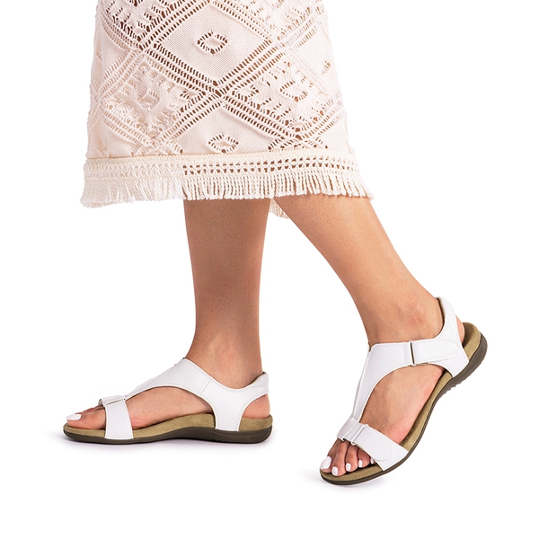 Adjustable Strap Arch Support Flat Sandals - WHITE - 6