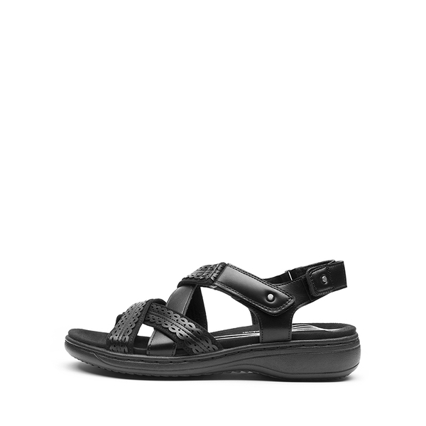 Comfortable Adjustable Strap Vegan Sandals - ALL BLACK - 1