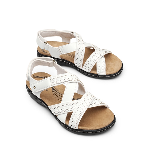 Comfortable Adjustable Strap Vegan Sandals - WHITE - 3
