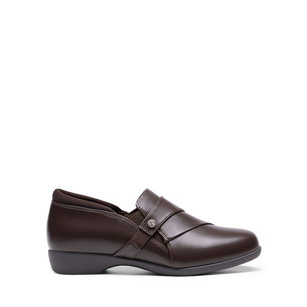 Faux Slip-On Leather Loafers - BROWN - 1
