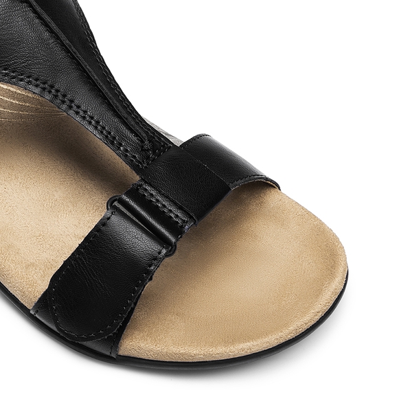 Adjustable Strap Arch Support Flat Sandals - BLACK - 5