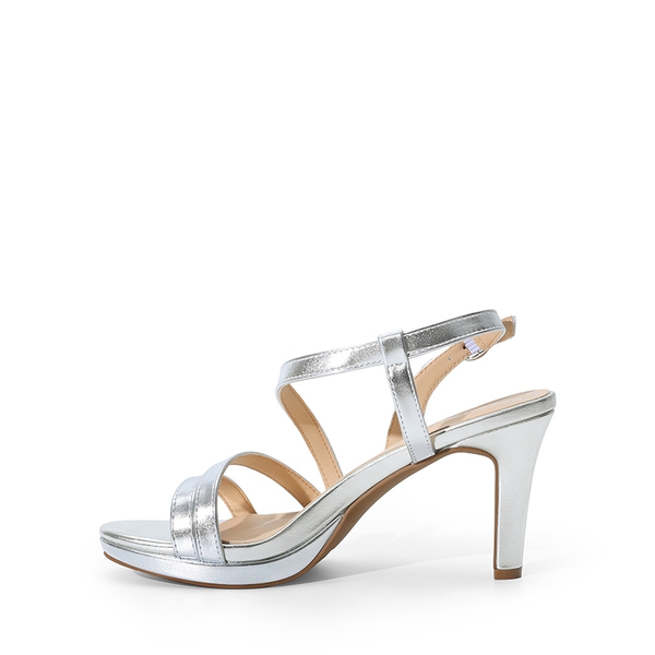 Ascenelle Platform Strappy High Heeled Sandals - SILVER - 1