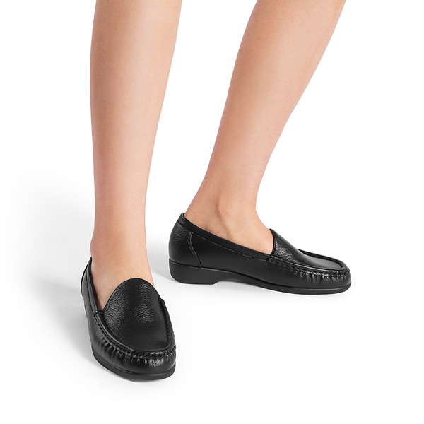 Comfortable Foldable Slip on Loafers - BLACK - 5