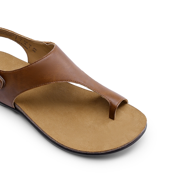 Dressy Thong Walking Flat Sandals - BROWN - 6