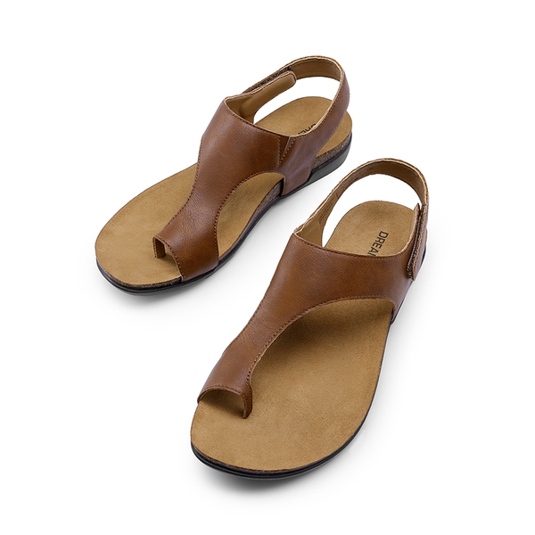 Dressy Thong Walking Flat Sandals - BROWN - 5