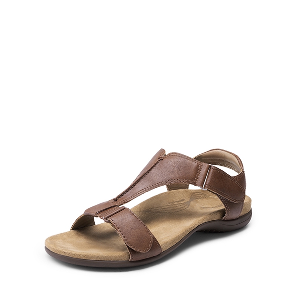 Adjustable Strap Arch Support Flat Sandals - BROWN -  0
