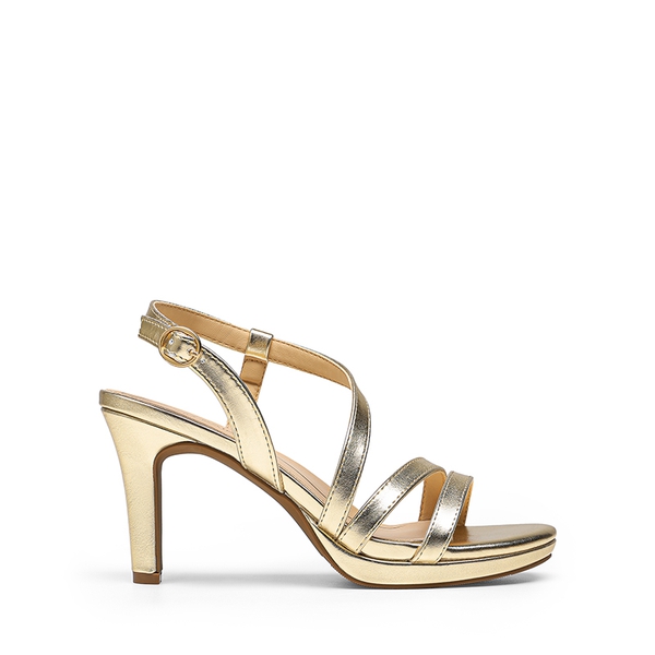 Platform Strappy High Heeled Sandals - LIGHT GOLD - 3