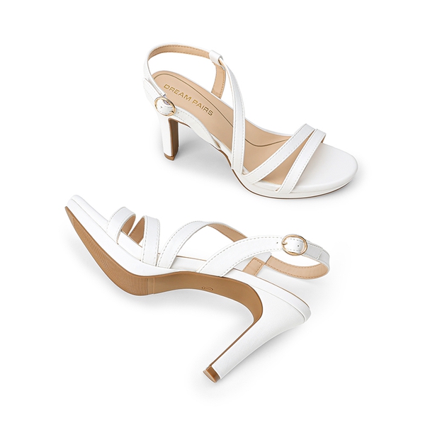 Platform Strappy High Heeled Sandals - WHITE - 5