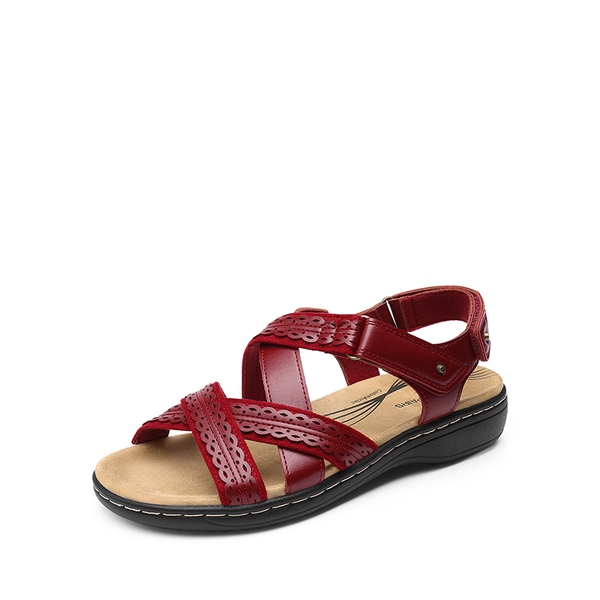 Open Toe Arch Support Flat Sandals - RED -  0