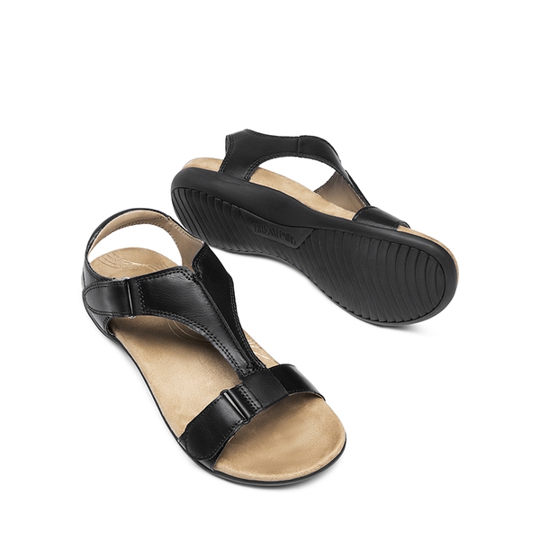 Adjustable Strap Arch Support Flat Sandals - BLACK - 4
