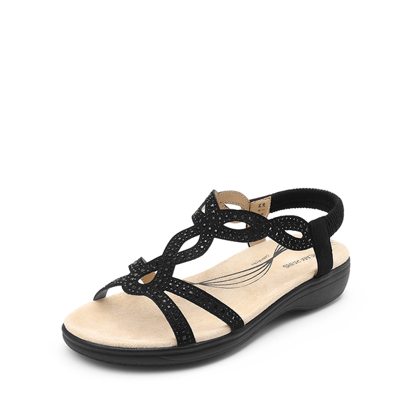 Summer Beach Flat Sandals - BLACK -  0