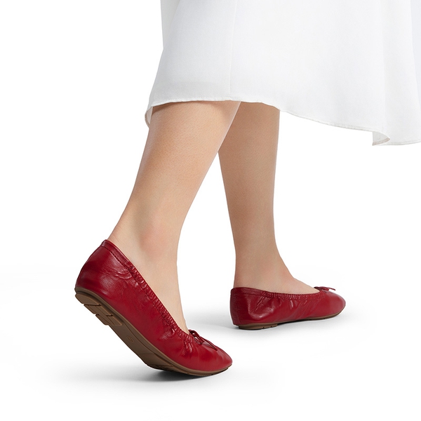 Foldable Square Toe Bow Ballet Flats - RED-PU - 7