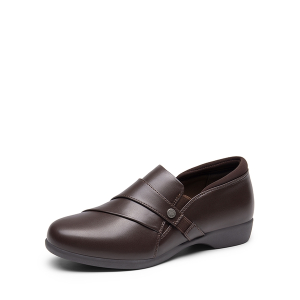 Faux Slip-On Leather Loafers - BROWN -  0