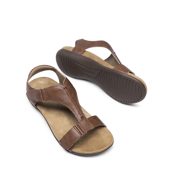 Adjustable Strap Arch Support Flat Sandals - BROWN - 4