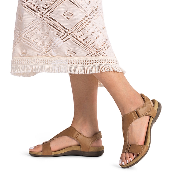 Adjustable Strap Arch Support Flat Sandals - TAN - 6
