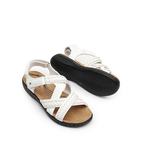 Comfortable Adjustable Strap Vegan Sandals - WHITE - 4