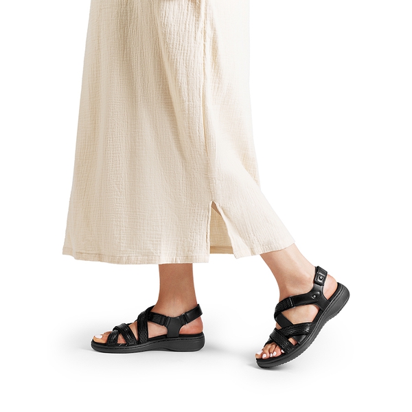 Comfortable Adjustable Strap Vegan Sandals - ALL BLACK - 6