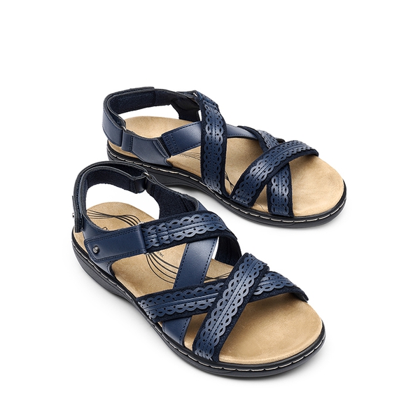 Comfortable Adjustable Strap Vegan Sandals - NAVY - 3