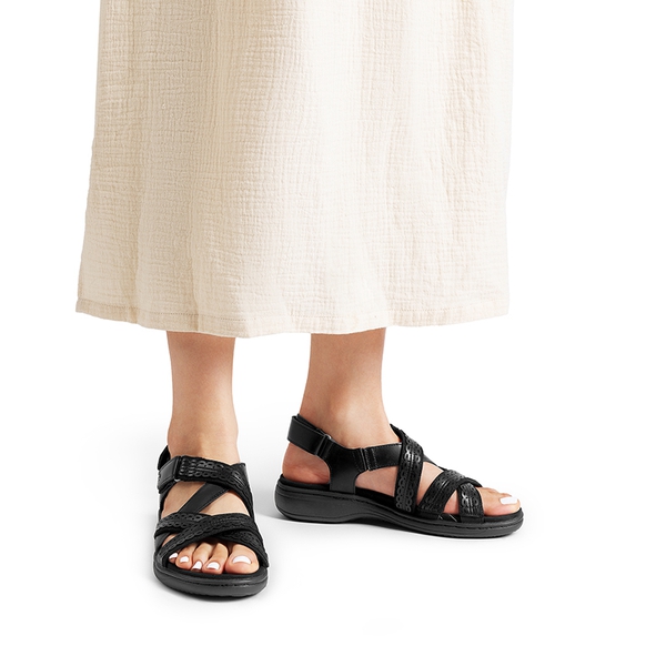 Comfortable Adjustable Strap Vegan Sandals - ALL BLACK - 5