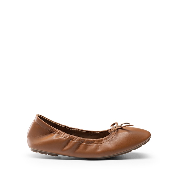 Foldable Square Toe Bow Ballet Flats - BROWN - 1