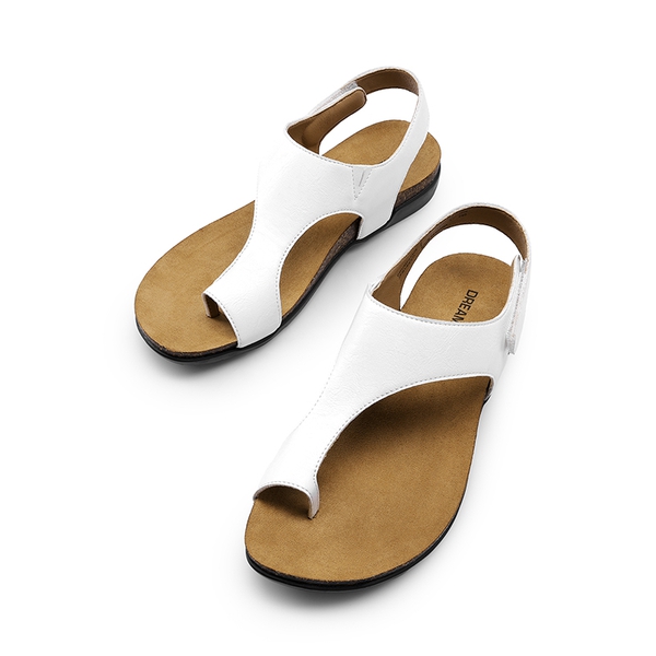 Dressy Thong Walking Flat Sandals - WHITE - 5