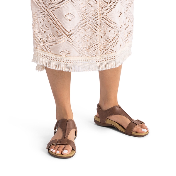 Adjustable Strap Arch Support Flat Sandals - BROWN - 7