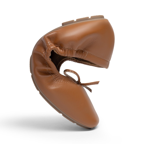 Foldable Square Toe Bow Ballet Flats - BROWN - 3