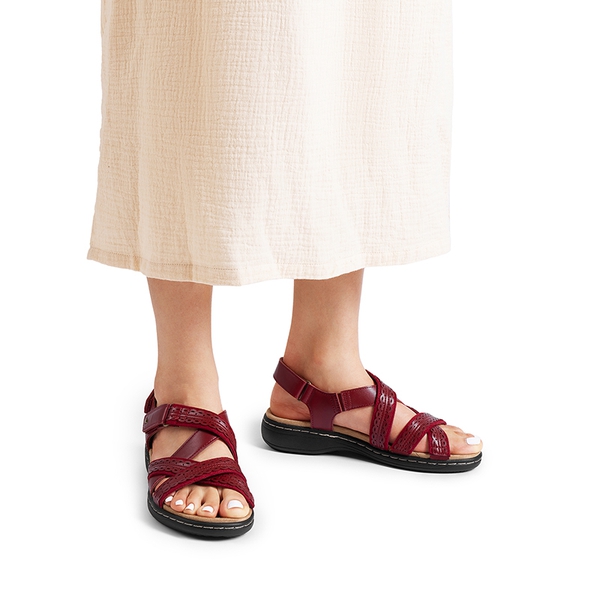 Open Toe Arch Support Flat Sandals - RED - 5