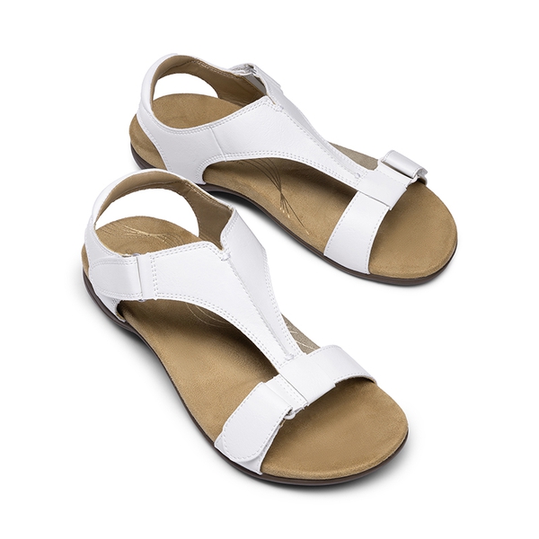 Adjustable Strap Arch Support Flat Sandals - WHITE - 3
