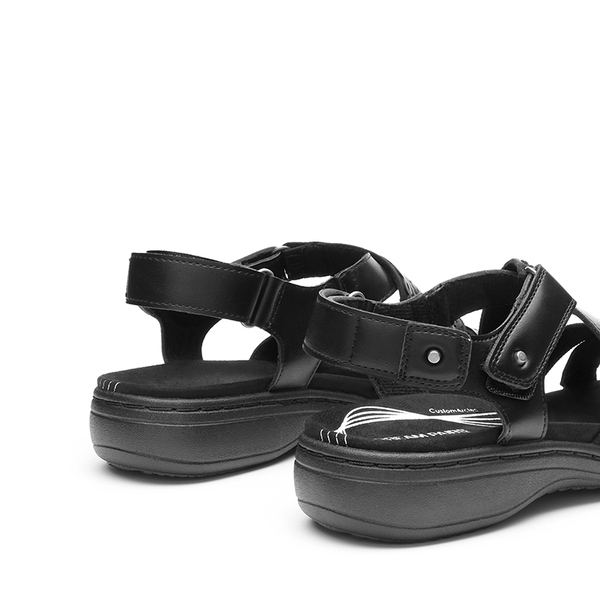 Comfortable Adjustable Strap Vegan Sandals - ALL BLACK - 2