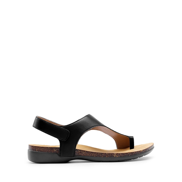 Dressy Thong Walking Flat Sandals - BLACK - 1
