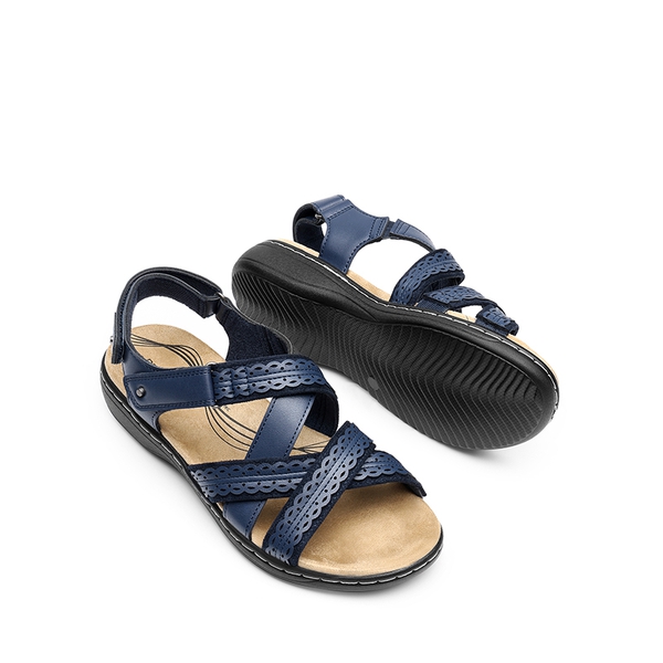 Comfortable Adjustable Strap Vegan Sandals - NAVY - 4