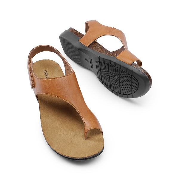 Dressy Thong Walking Flat Sandals - TAN - 4