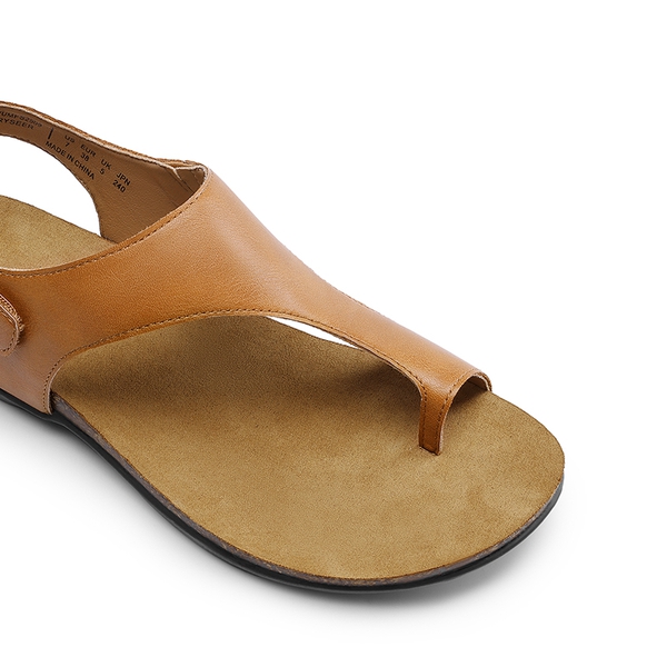 Dressy Thong Walking Flat Sandals - TAN - 6