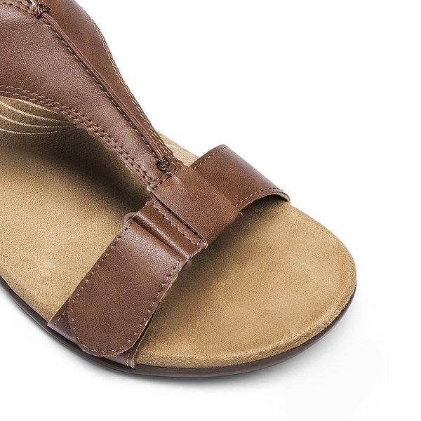 Adjustable Strap Arch Support Flat Sandals - BROWN - 5