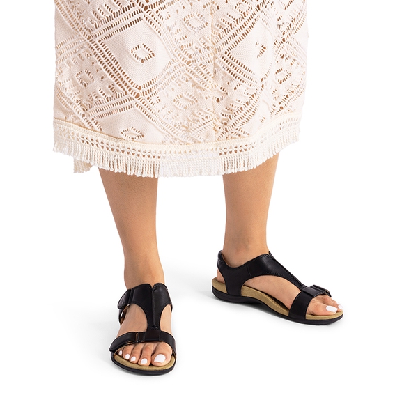 Adjustable Strap Arch Support Flat Sandals - BLACK - 7
