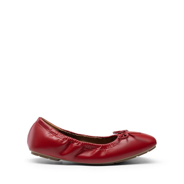 Foldable Square Toe Bow Ballet Flats - RED-PU - 1