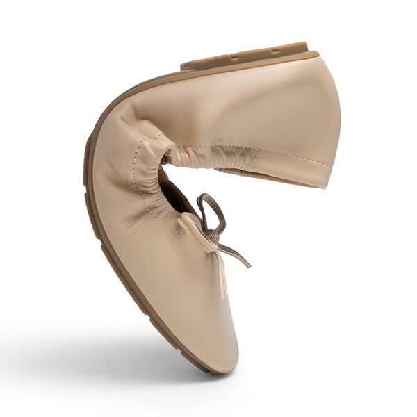 Foldable Square Toe Bow Ballet Flats - NUDE - 3