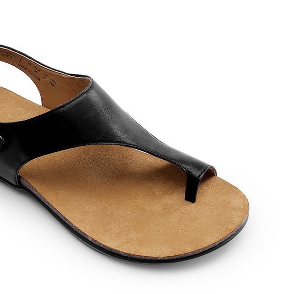 Dressy Thong Walking Flat Sandals - BLACK - 6