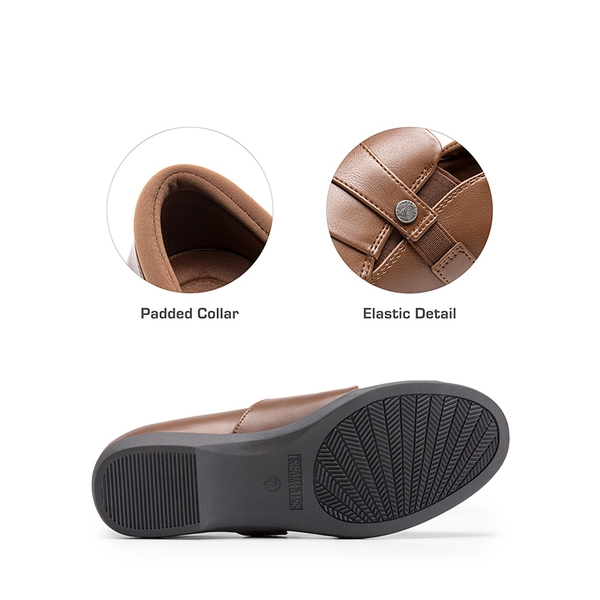 Ascenelle Ergonomic Slip-On Vegan Leather Flats - TAN - 5
