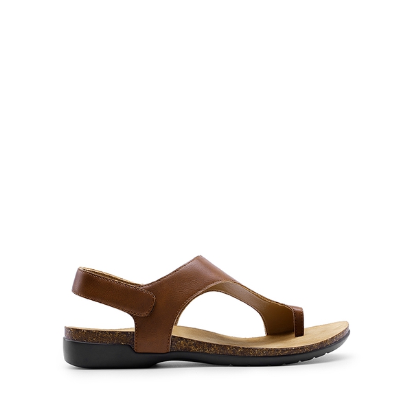Dressy Thong Walking Flat Sandals - BROWN - 1