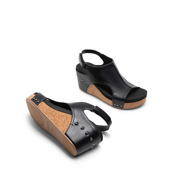 Practical Wedge Heel Sandals - BLACK - 2