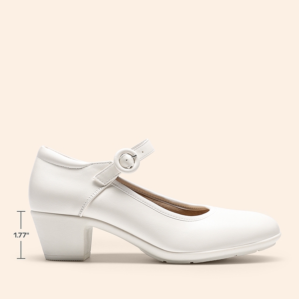 Slip-Resistant Arch Support Mary Jane Pumps - WHITE - 1