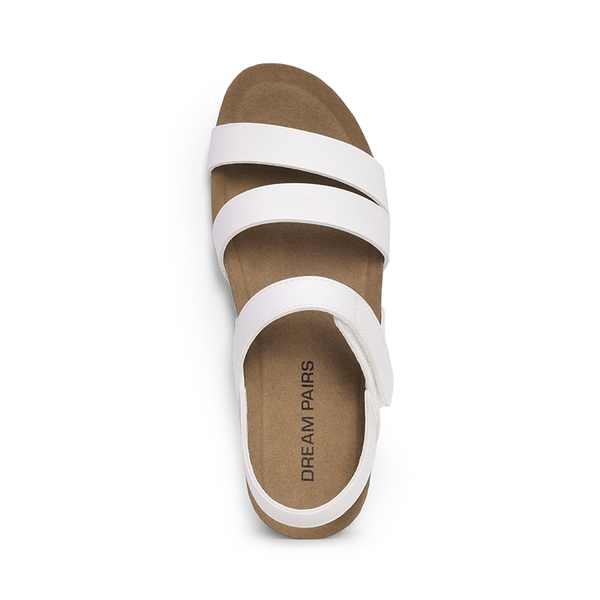 Round-Toe Low Heel Wedge Sandals - WHITE - 5