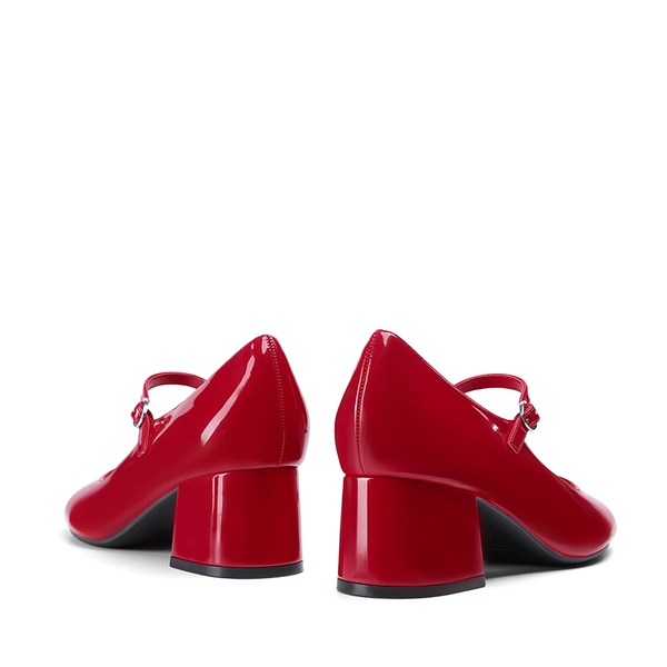 Walking Block Heel Mary Jane Pumps - RED - 2