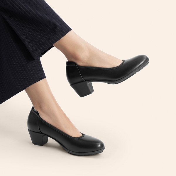 Ascenelle Non-Slip Block Work Pumps - BLACK - 6